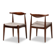 Baxton Studio Aeron Gray Upholstered Walnut Finished Wood Dining Chair, PK2 154-9548